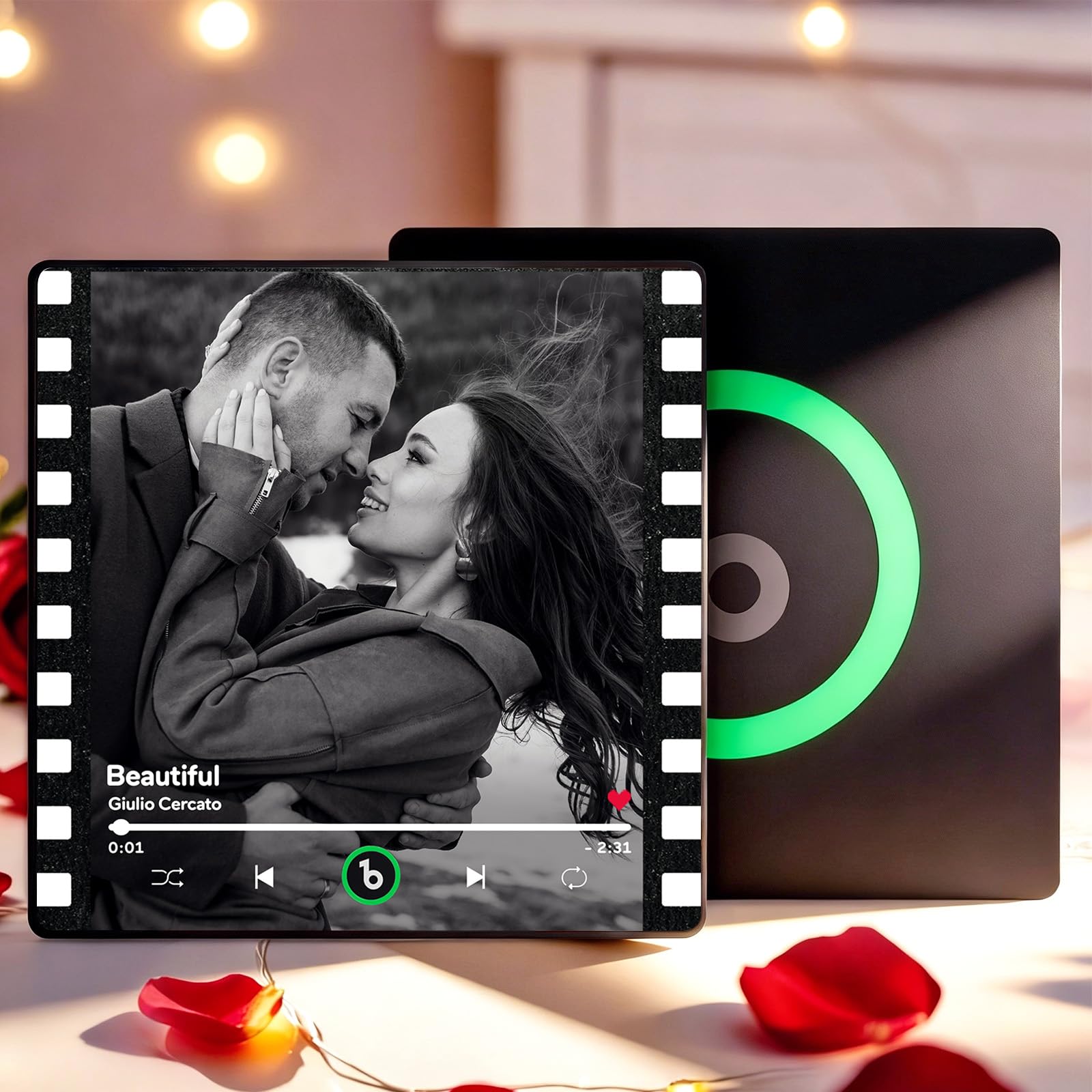 Custom Music Fridge Magnet Personalised Gifts for Women Men Spotify Plaque Magnetic Photo Frames for Fridge Valentines Wedding for Him Her Wife Husband Couple