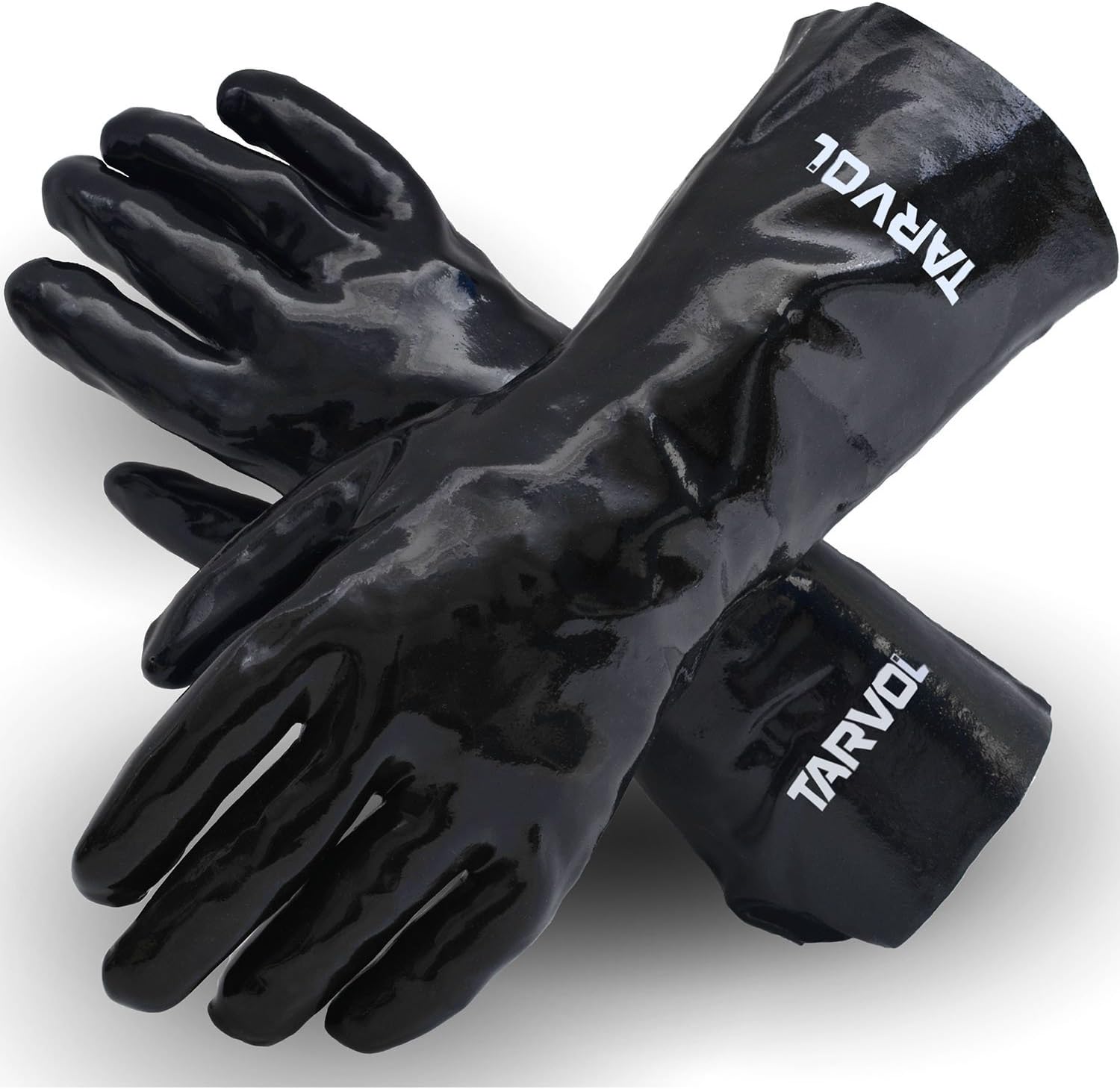 Chemical Resistant PVC Gloves (HEAVY DUTY INDUSTRIAL GRADE) Long Cuff Provides Wrist & Forearm Protection - Perfect for Cleaning and Protection from Acid, Grease, Oil, Lab, Solvents, & More!