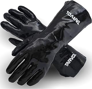 Chemical Resistant PVC Gloves (HEAVY DUTY INDUSTRIAL GRADE) Long Cuff Provides Wrist & Forearm Protection - Perfect for Cl...