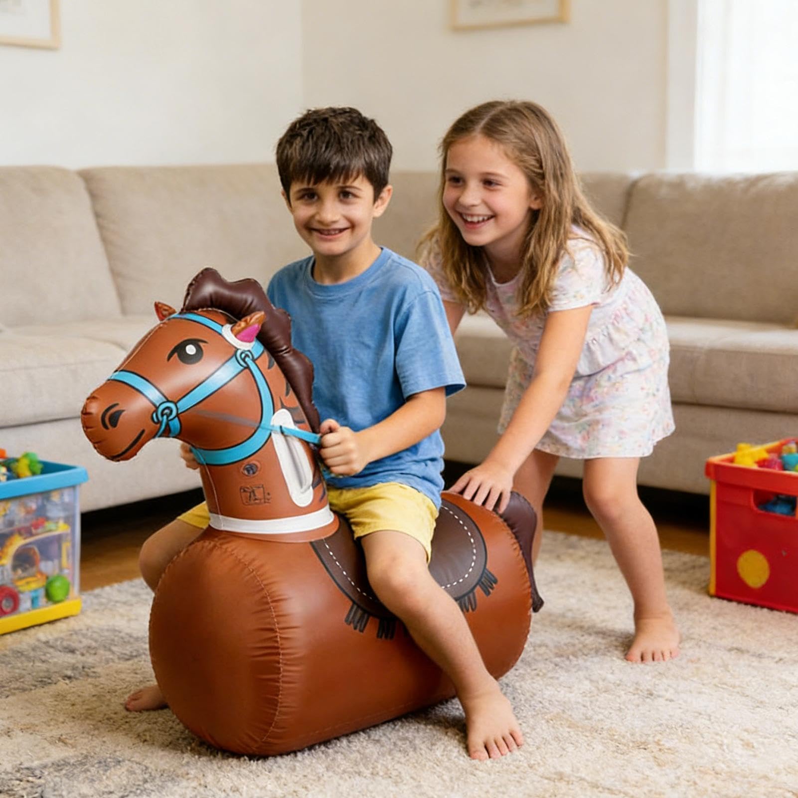 Cavallo a Molla Gonfiabile Giocattolo Equilibrio Realistico per Allenamento