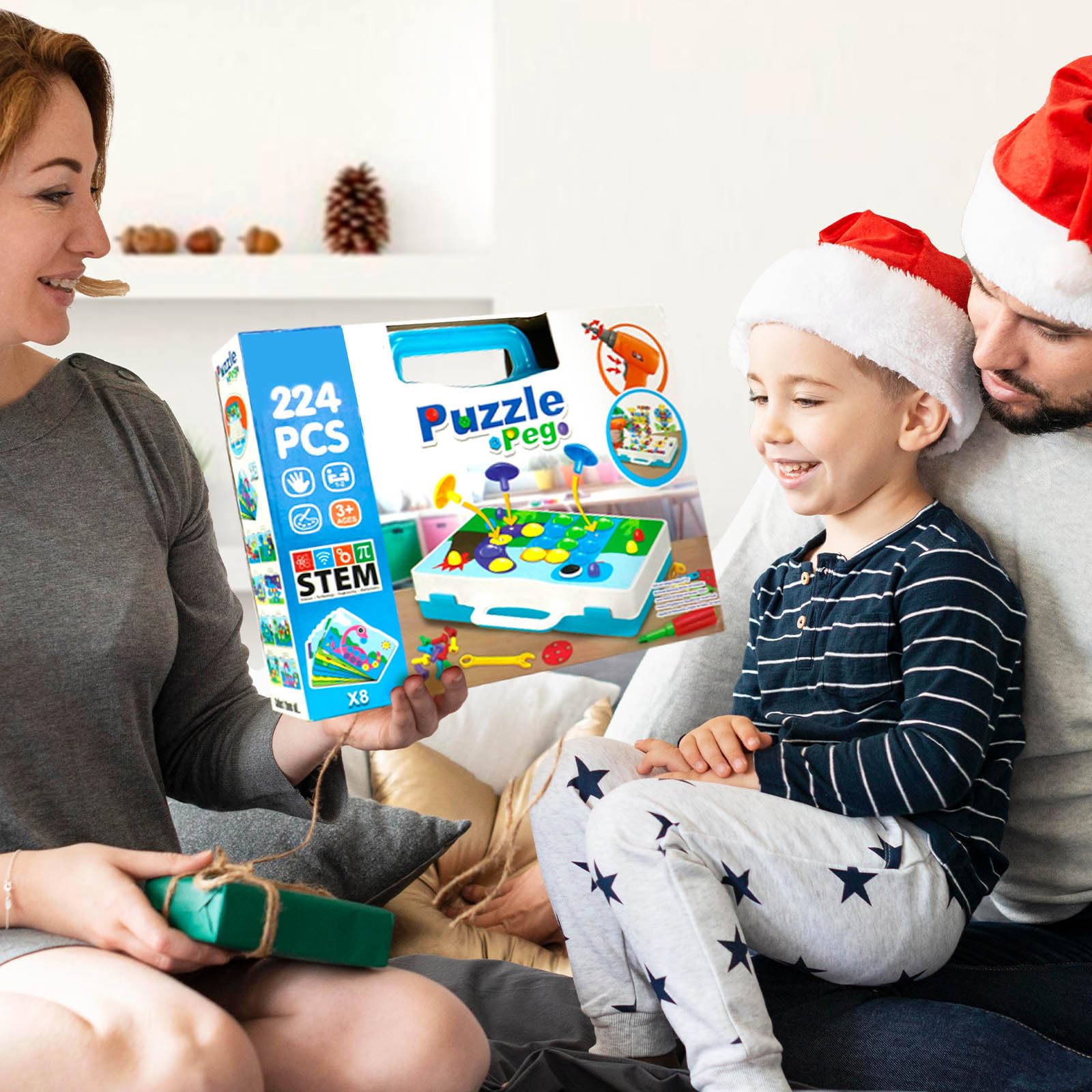 Jouet Enfant 3 Ans Mosaique Enfant Bricolage Puzzle 3D Jeux de Construction Educatif 4 5 Ans Visseuse Enfant avec Perceuse Électronique Jeux Montessori Garcon Cadeau Garcon Fille -224PCS