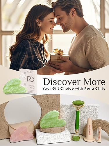 Vista 31 de Rena Chris Gua Sha Herramientas faciales: herramienta de guasha de aventurina azul natural para terapia de acupuntura facial, masajeador facial