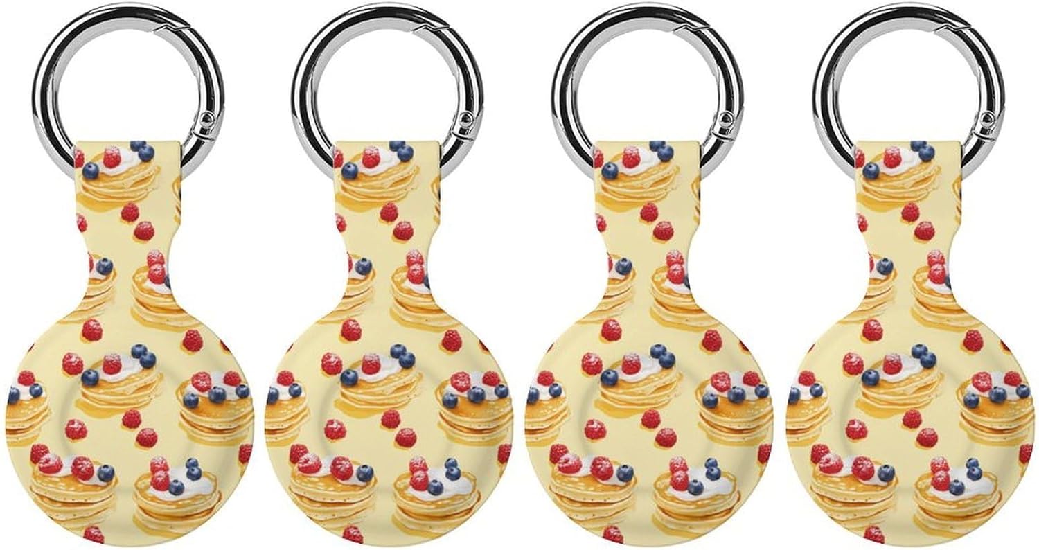 Pancake with Berries Funny Cover Compatible with AirTag Case Protector GPS Tracker Holder with Keychain