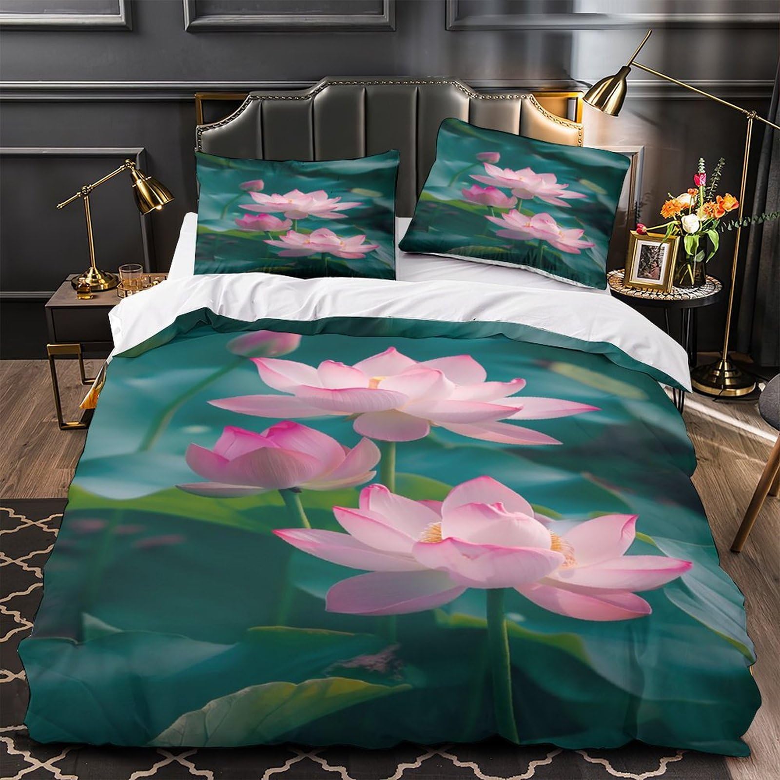 Housse de couette lotus rose crée une ambiance zen et sereine