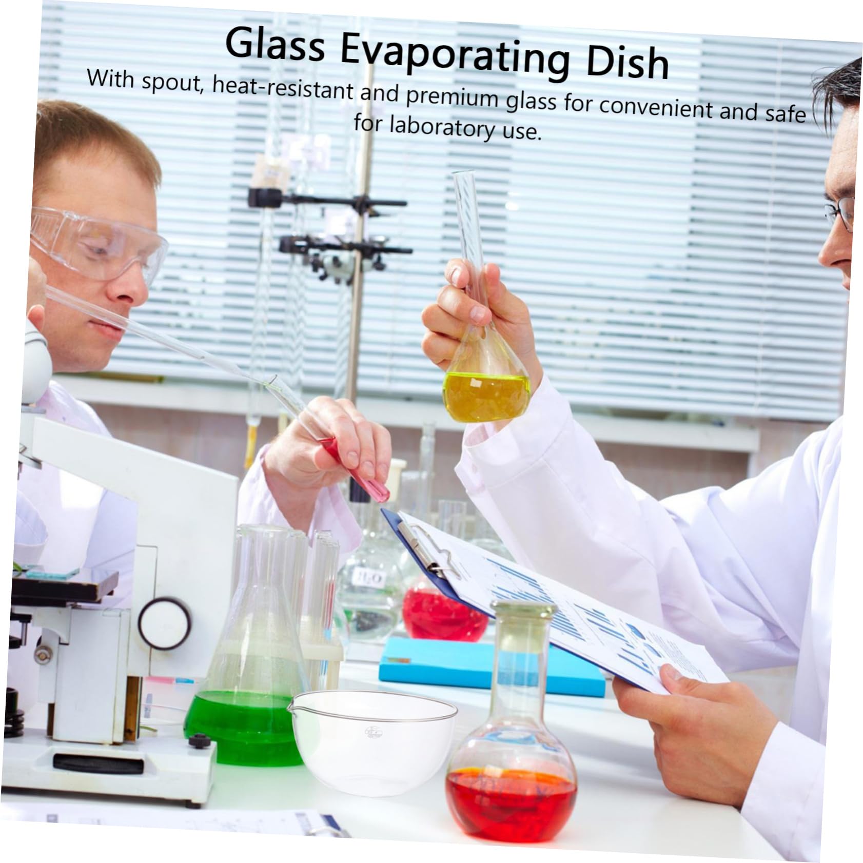 Bassin D'évaporation en Verre avec Fond Plat et Bec Verseur, Outil de Laboratoire pour École et Laboratoire avec Grosse Surface