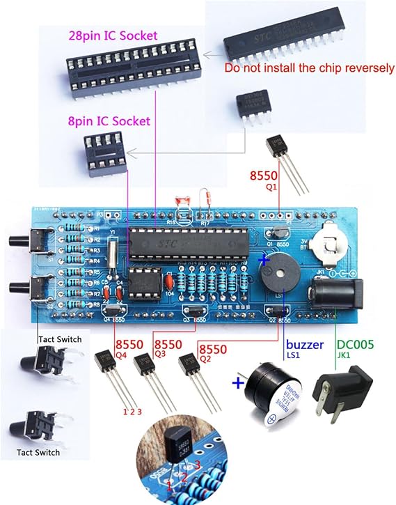 DIY Digital Clock Kit 4 Digit LED Clock Electronic Clock Set Digital Clocks with Automatic Display/Alarm Function/Timer Function (Blue)