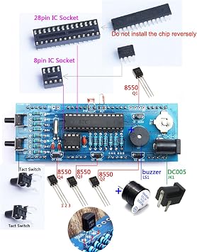 DIY Digital Clock Kit 4 Digit LED Clock Electronic Clock Set Digital Clocks with Automatic Display/Alarm Function/Timer Function (Blue)