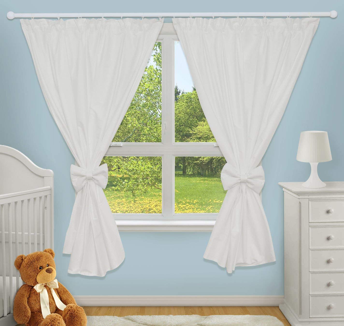 TheLittles24 Luxury Decorative Curtains for Baby Room Matching with Our Nursery Bedding Sets (White)