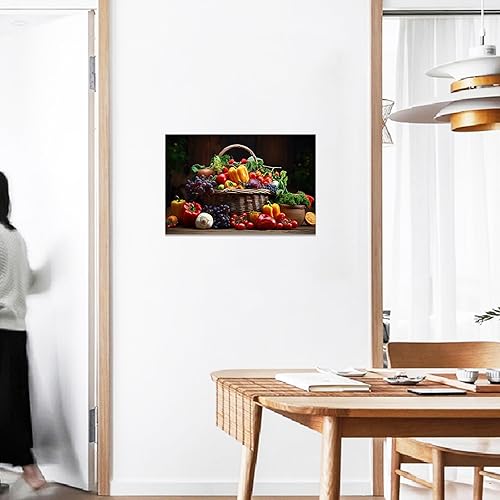 Miniatura 3 de Cuadro de cocina para pared, lienzo de alimentos, impresión de frutas y verduras frescas, para decoración de comedor, restaurante, enmarcado (11.00