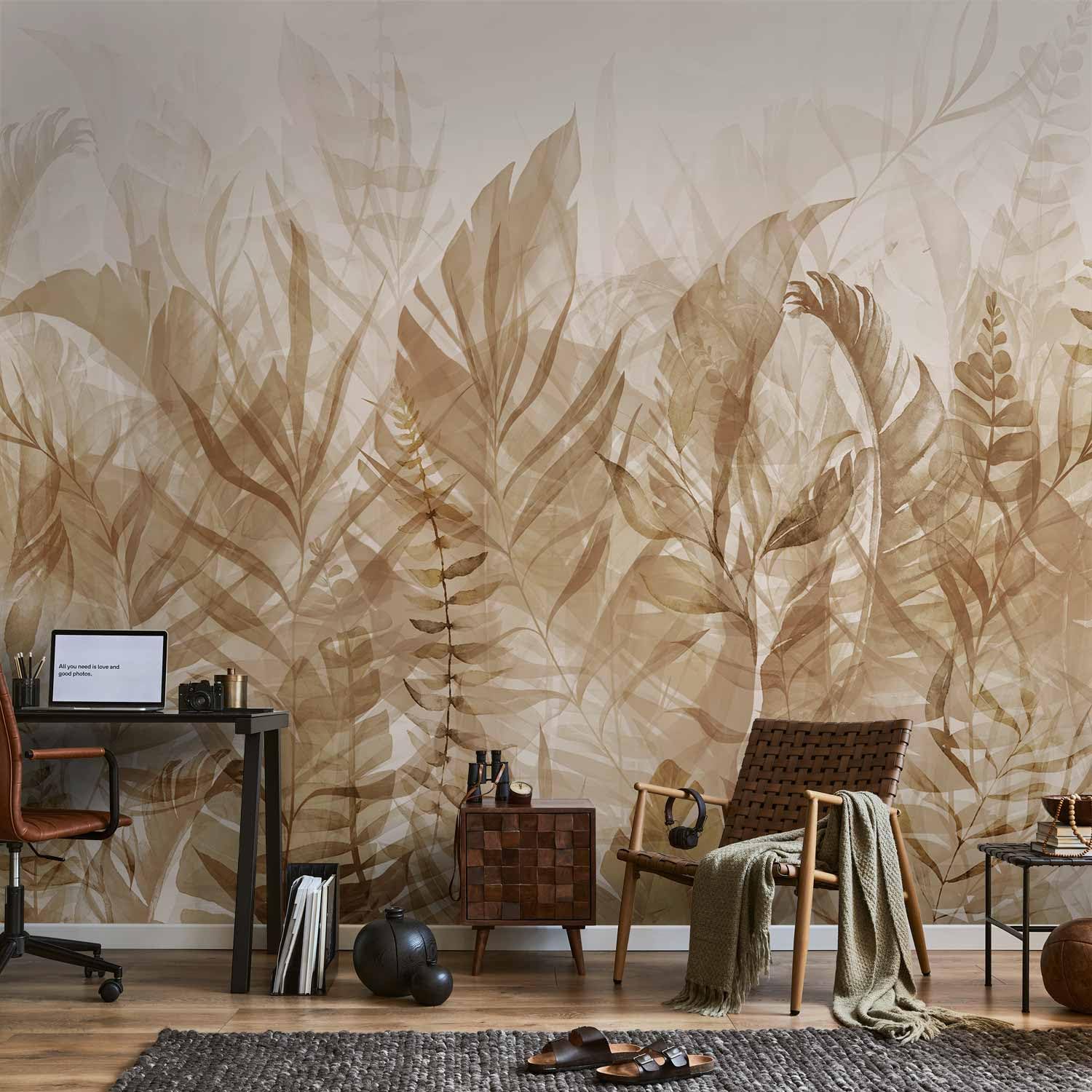 murando - Fototapete Vlies Blätter, 450x315 cm, Schlafzimmer, Wohnzimmer | Full HD Druck, 3D-Effekt, lichtbeständige Farben, ideal fürs Wohn- oder Schlafzimmer, schnelle Montage, lichtbeständig, edel