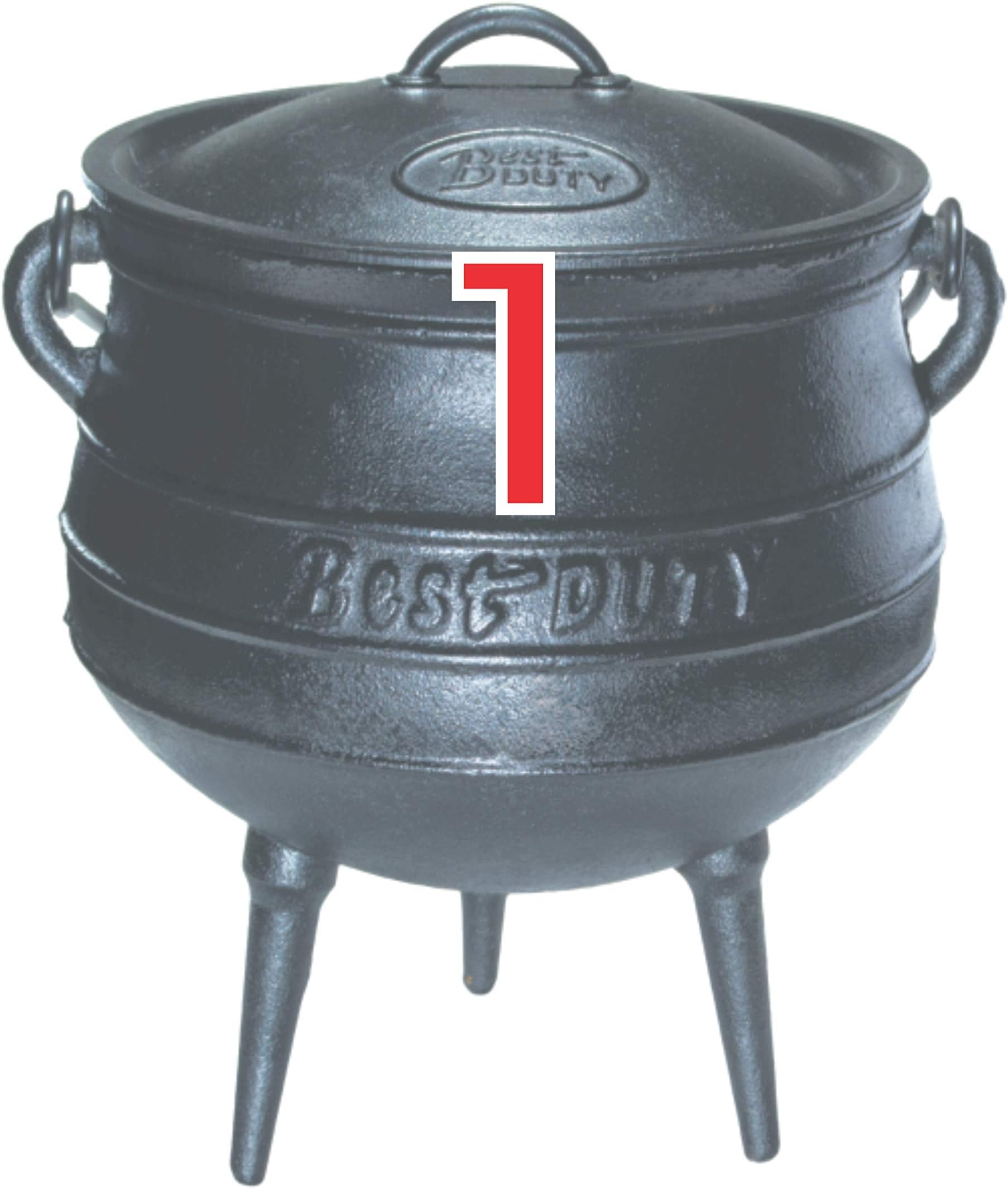 Best Duty Cast Iron Potjie Pot Size 1 - Include complementary Lid Lifter Knob ($9.95 value)