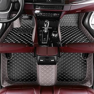 Custom Car Mat Fit for 98.99% Car Models Waterproof Full Coverage All Weather Protection Leather Car Floor Mats (Black+Gray)