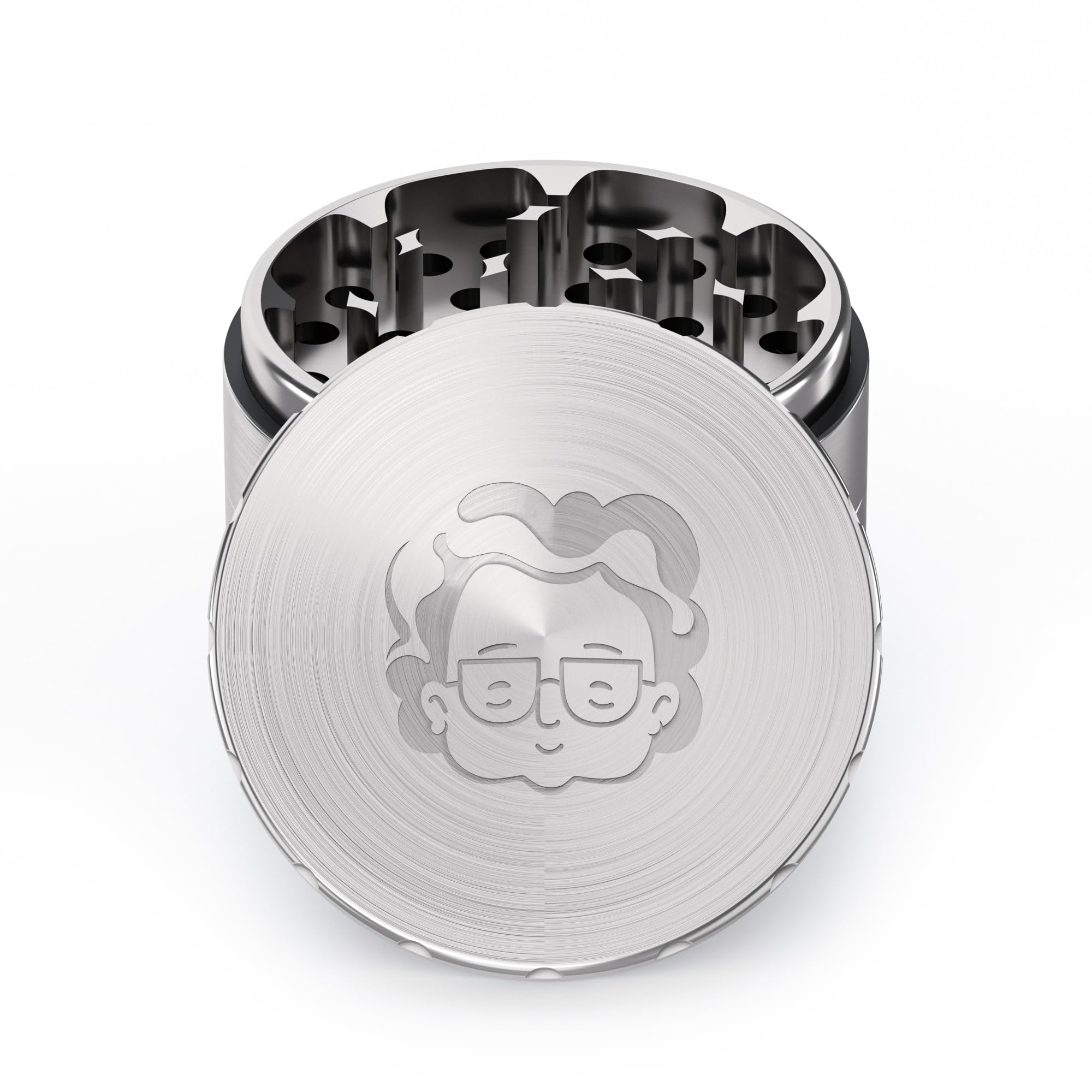 Granny's® Edelstahl Grinder in ⌀ 63 mm | 4-teilig | Kräutermühle Groß & Höchste Verarbeitungsqualität | Stainless Steel | High-End