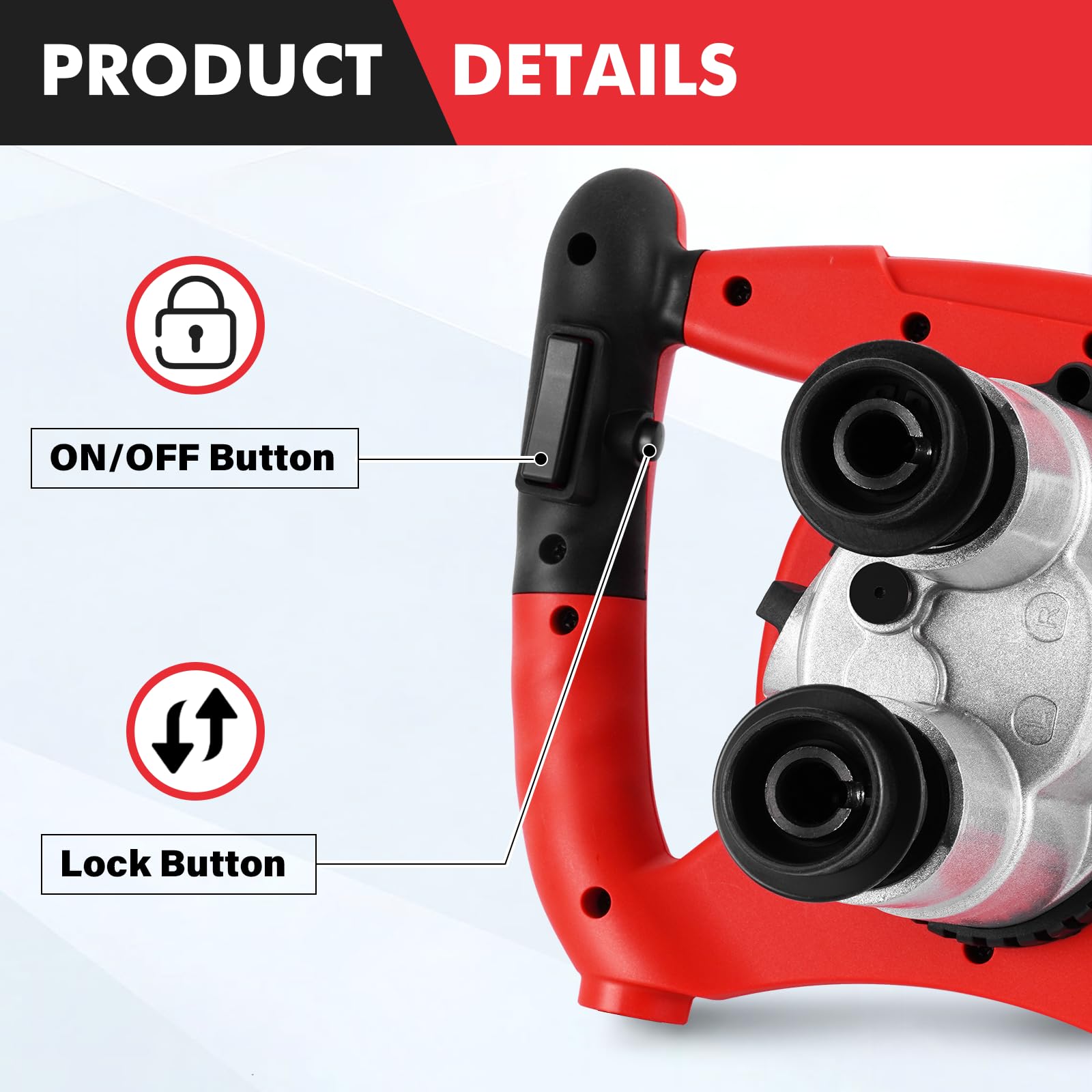 Betoniera da 2100 W, doppia pagaia aggiornata, miscelatore portatile con 6 velocità, 950 giri/min, miscelatore di fango portatile per malta, vernice, malta, intonaco, thinset, strumento di