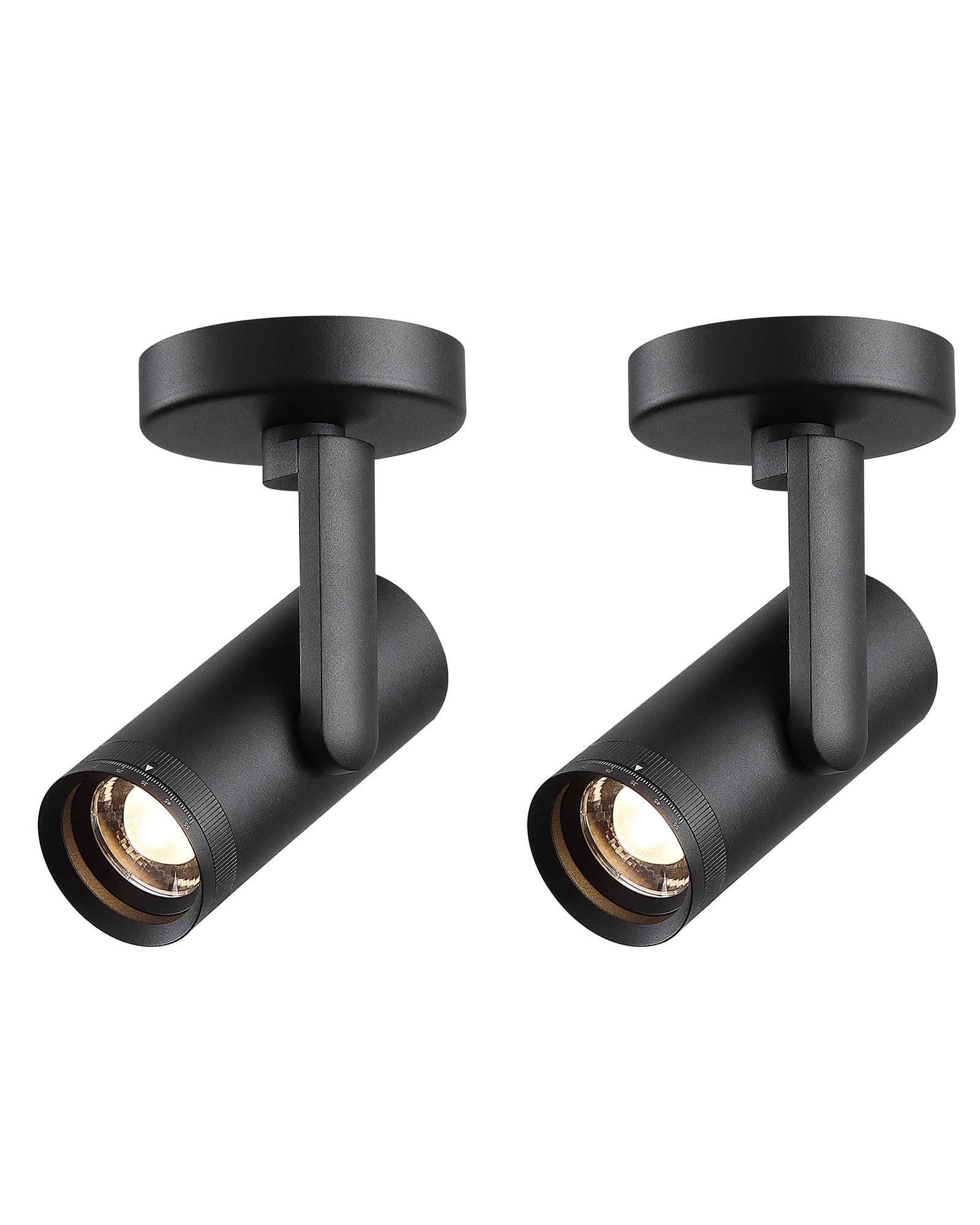 Opulux Black Spot Lights Indoor Zoomable Directional Ceiling Spotlight 2pcs