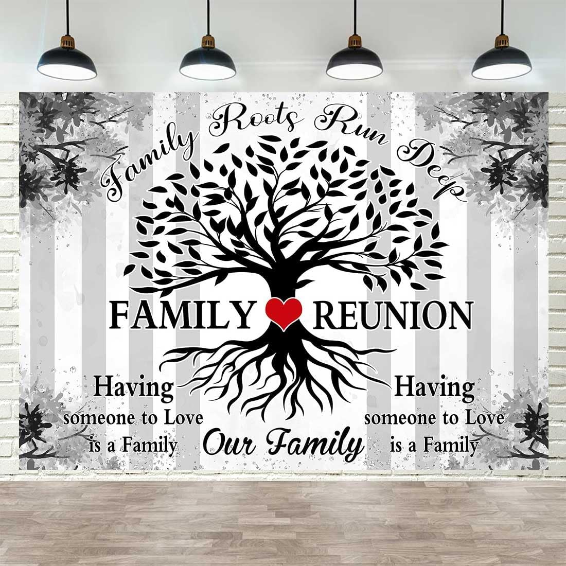 Family Reunion Backdrop for Family Reunion Decorations 9x6ft Black and White Tree Photo Backdrop Family Tree Leaves Family Roots Run Deep Photography Background Family Gathering Party Supplies