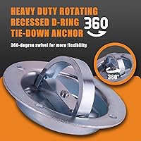 Vista 17 de Black 4Pack X Recessed Tie Down D-Rings Anchor, 6,000 lb. Capacity, with Backing Support Plates, for Flatbed Trailer/Truck, Great for Securing