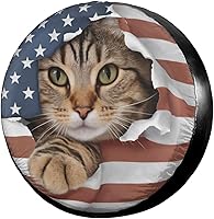 Vista 1 de Delerain Cubierta de neumático de repuesto con bandera estadounidense, cubierta de rueda de gato, protección solar impermeable para camiones