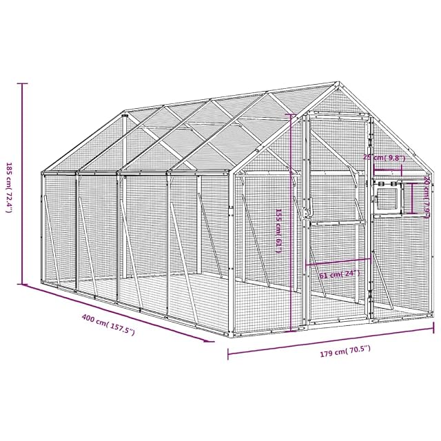 Foto 4 de 6 de vidaXL Pajarera de Aluminio Gris Antracita 1,79x4x1,85 m