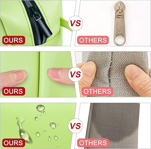 Miniatura 4 de Fmeida Estuche para lápices, bolsa de lápices verde, estuche de piel sintética, organizador de papelería, bolsa con cremallera para lápices,