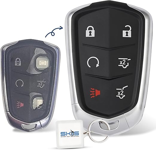 Key Fob Shell Case Replacement Fits for Cadillac Escalade ESV 2015 2016 2017 2018 2019 2020 Keyless Entry Remote Control 6 Button Pad Cover