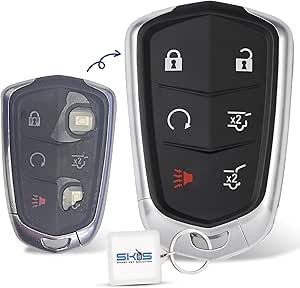 PIFOOG Escalade Key Fob Cover For Cadillac 6 Button Smart Keys Case Proector Accessories TPU Soft Bling Keychain White Silver Girly Cute For Cadillac Escalade ESV 2015-2020 In | Whizz Key Shells - Foto 2