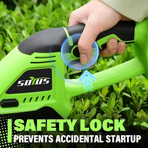 Miniatura 10 de SOYUS Cortasetos inalámbrico, recortadora de setos de mano 2 en 1, recortadora de césped eléctrica de 7.2 V con cargador y batería, cizalla de