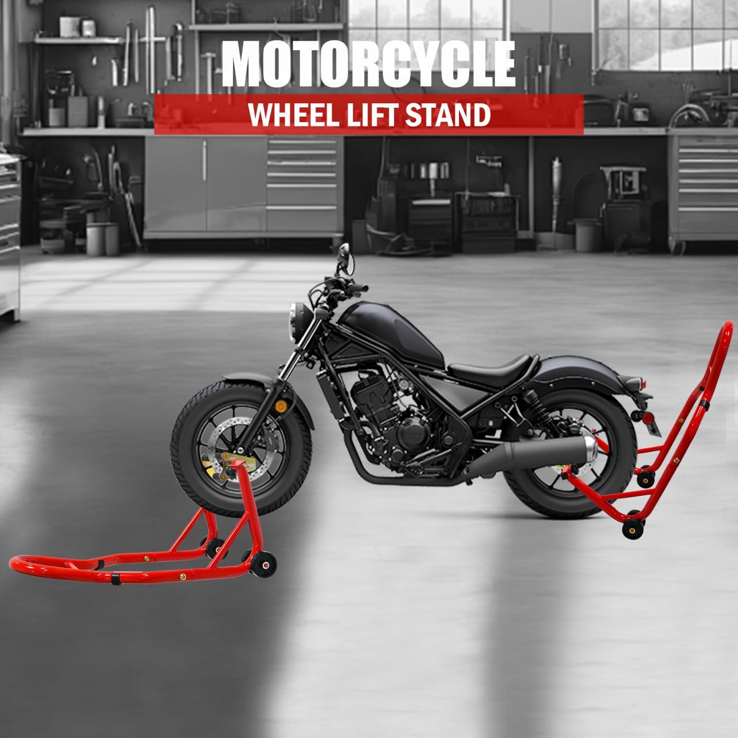 Geelife Motorcycle Stand Lift - Steel Red - 440Lbs Load Capacity - Motorcycle Repair Storage -