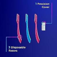 Vista 9 de Schick - Herramienta multiusos de limpieza de cejas y máquina de afeitar facial con cubierta de precisión, 3 unidades, 3 Count