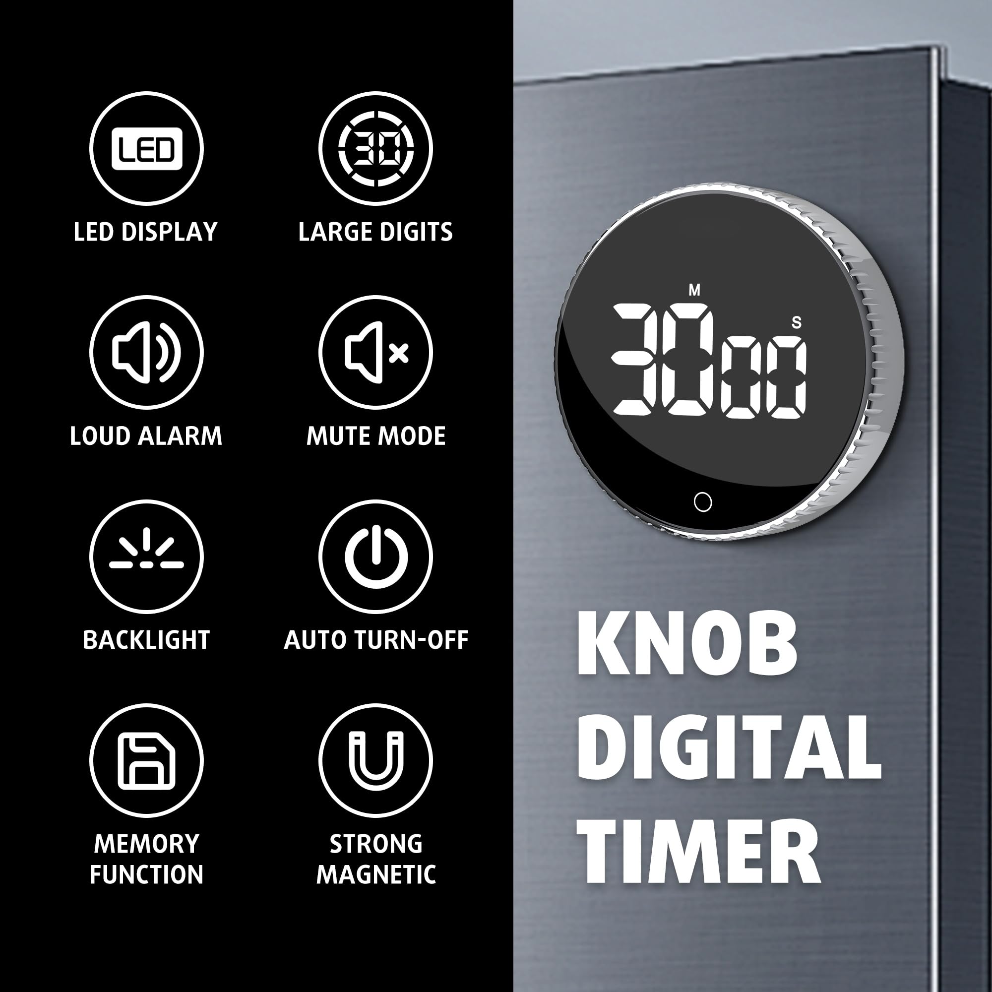 Adjustable Volume Timer Digital Kitchen Timer With Magnet - Adjustable ...