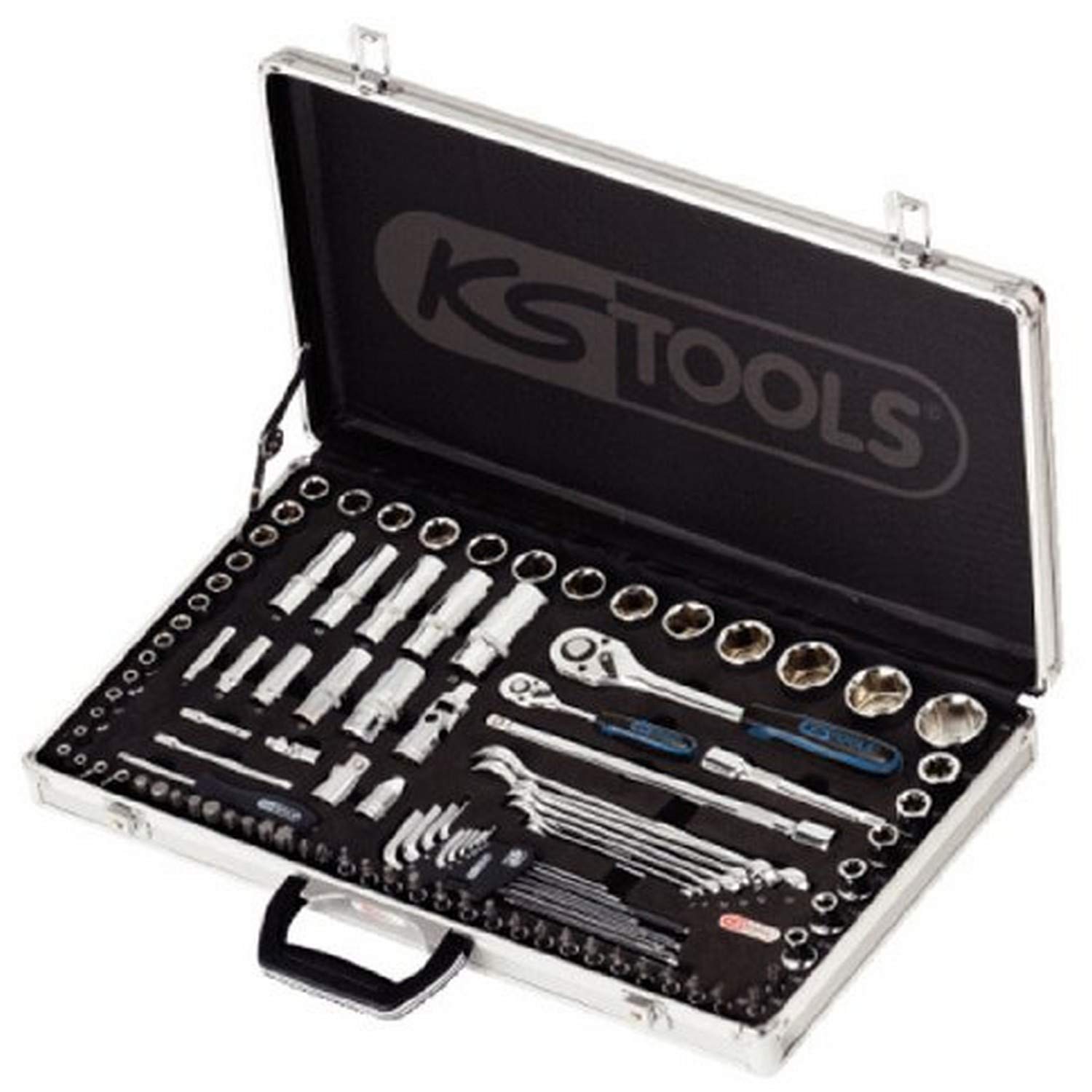 KS Tools 918.0702 Coffret alu douilles et clés 1/4''-1/2'' CHROMEplus 102 pièces