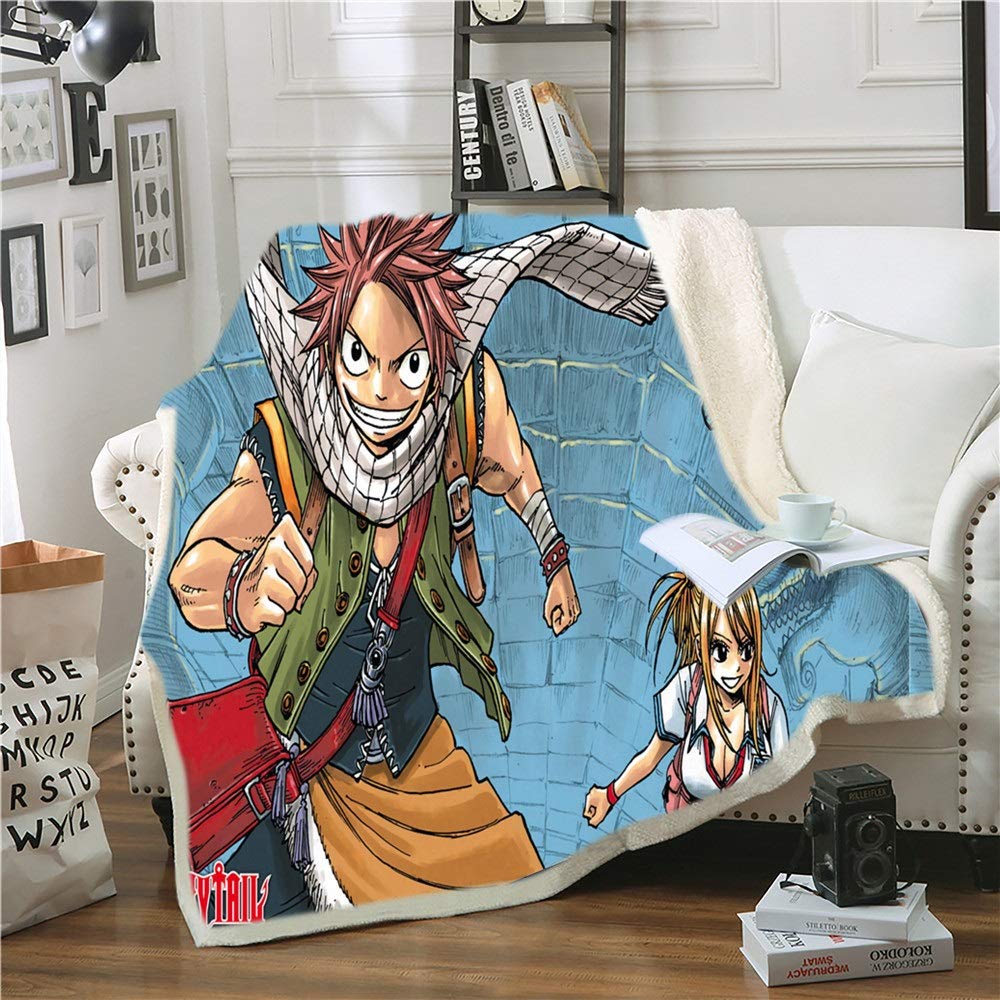 Ksainiy 3D Printed Blanket Fairy Tail Cartoon Anime Characters Laxus Dreyar，Soft Plush Flannel Blank