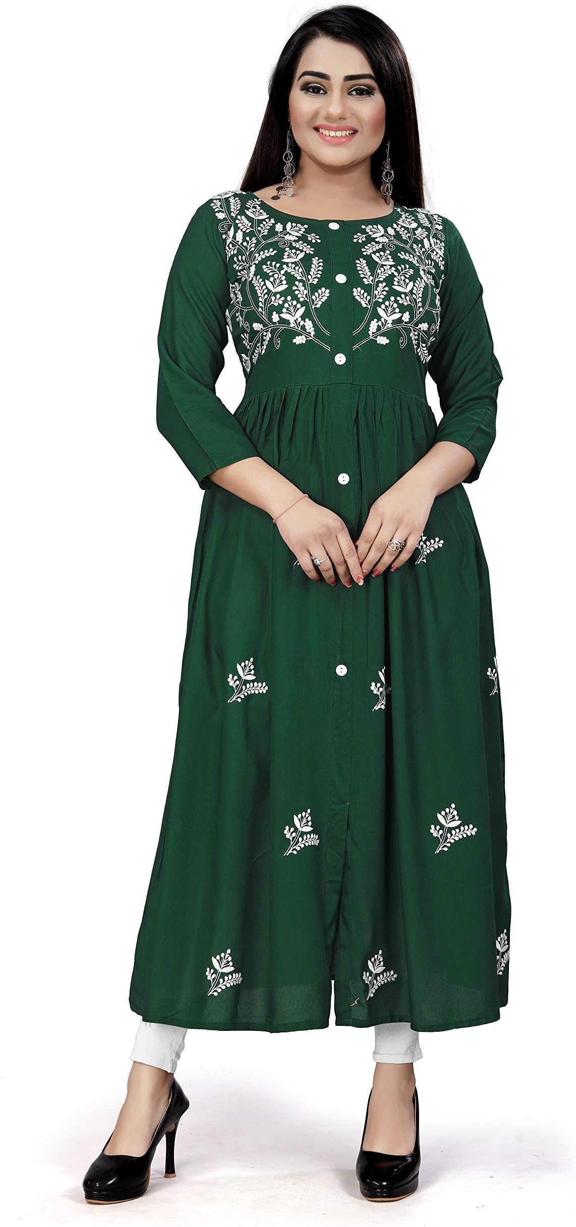 KrazzyKudy Women's Rayon Flared Embroidery Kurti Under 599 Designer Attractive Look Women's Kurta