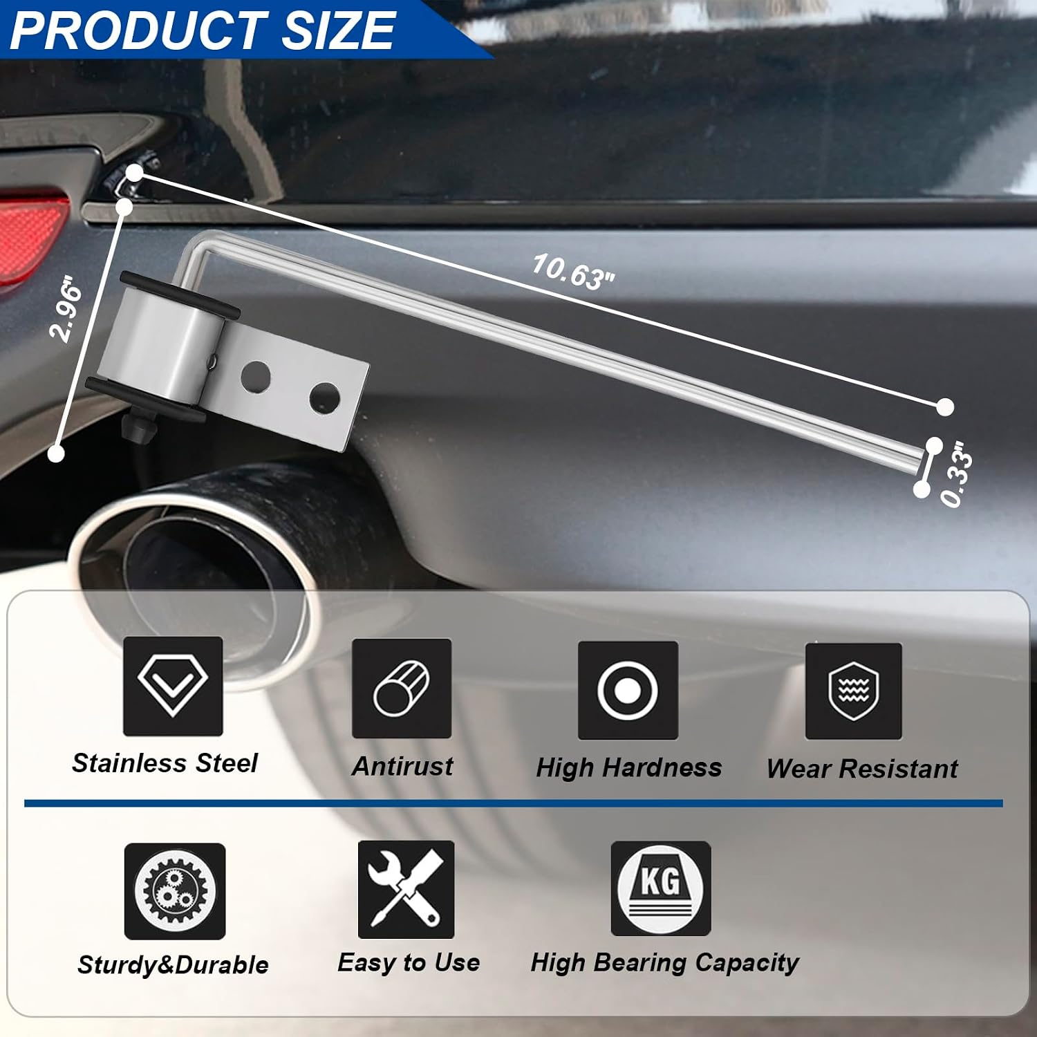Heavy Duty Stainless Steel Exhaust Hanger Rod -3/8" Rod 10" Long