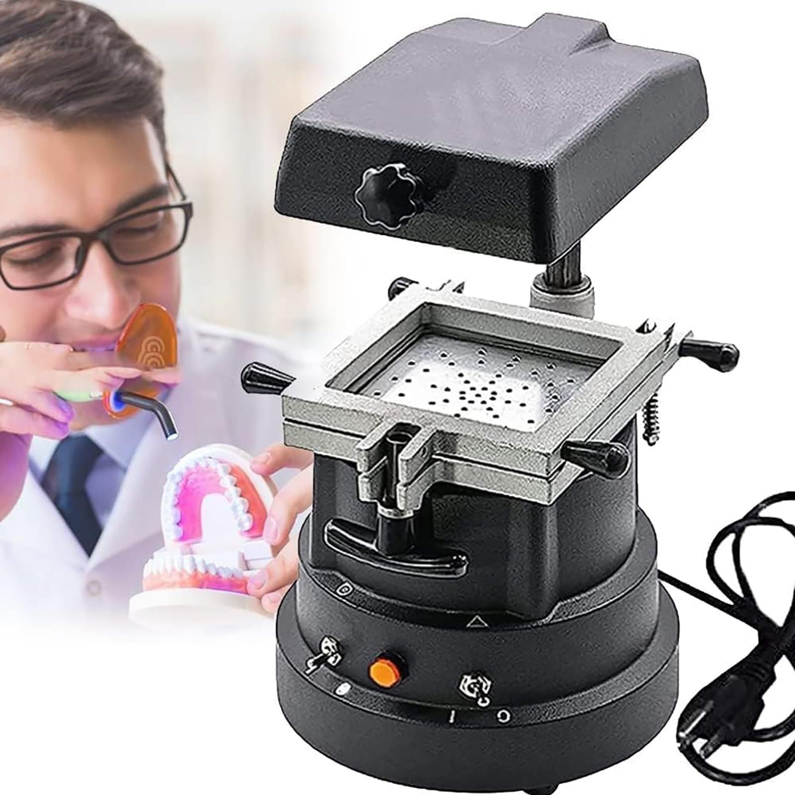 Equipo de laboratorio for clínicas dentales y ensayos clínicos, máquina de moldeo por vacío dental, creación rápida de prototipos de 15 a 20 s, con 2 placas de diafragma de presión, equipo de termofor