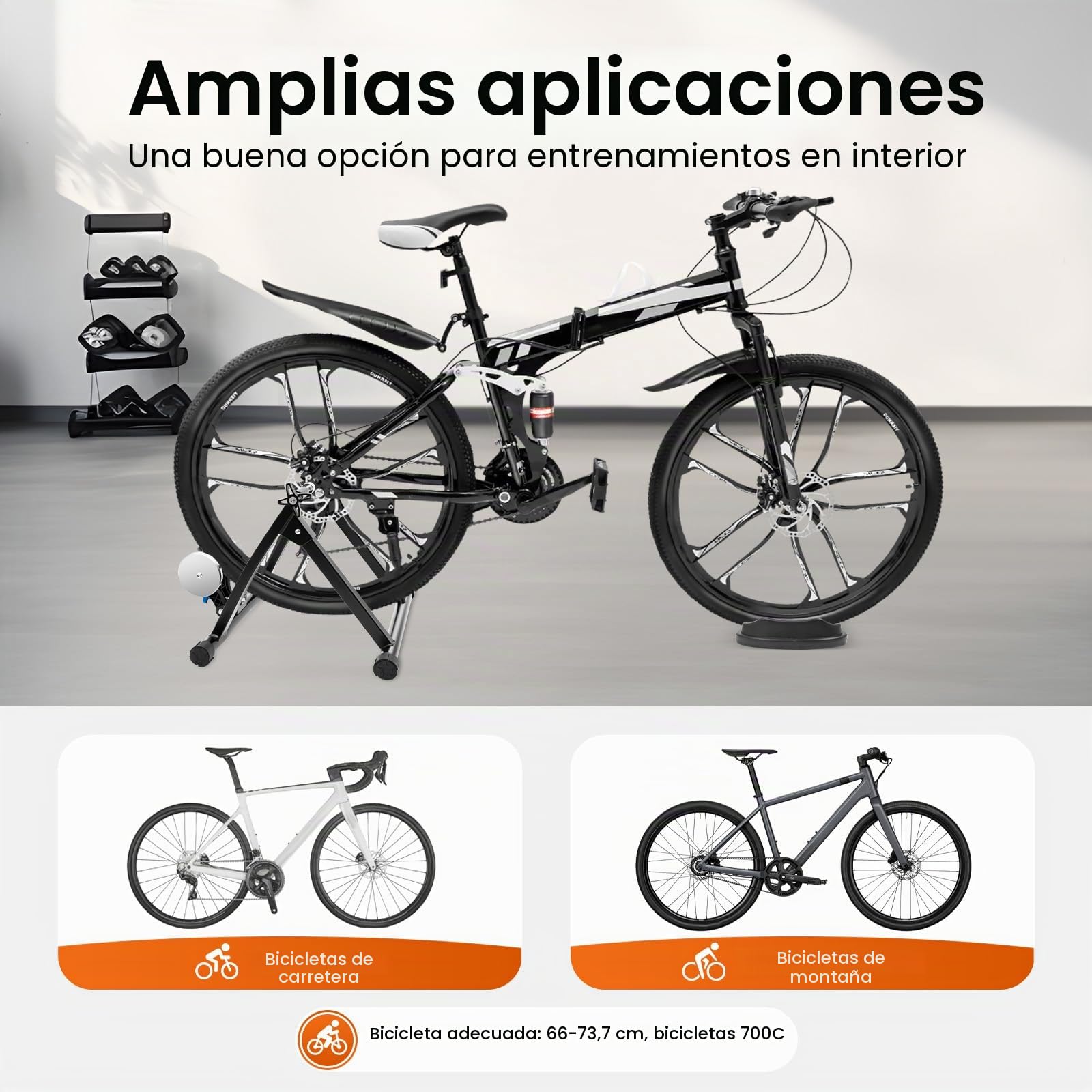 Ciclismo Ejercicio Estacionario Bicicleta,Rodillo de Entrenamiento Bicicleta, Soporte de Entrenamiento de Bicicleta de Liberación Rápida Soporte para Montaña y Carretera