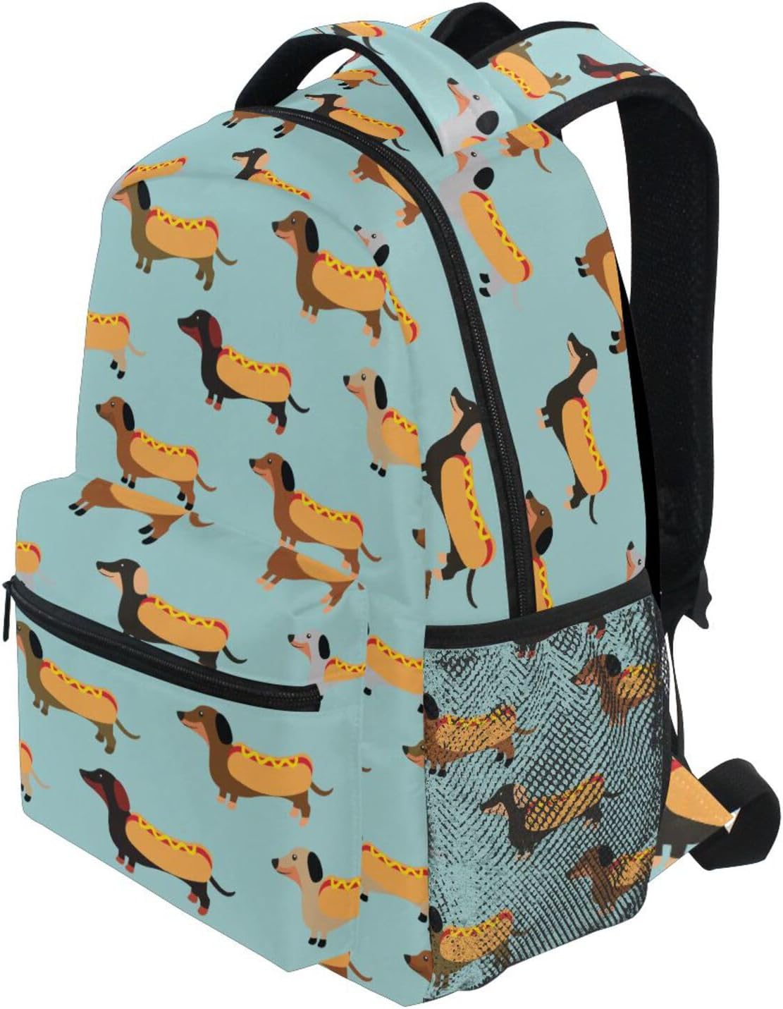 ALAZA Cute Dachshunds Hotdog Blue Kids School Backpack for Boys Girls Teens Bookbag Travel Daypack Bag 16 inch - Image 2