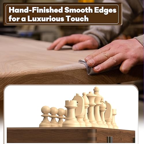 Miniatura 4 de Juego de ajedrez y damas plegable de madera natural de alta calidad de 15 pulgadas, juego de mesa 2 en 1 con piezas King Staunton de 3 pulgadas y 2