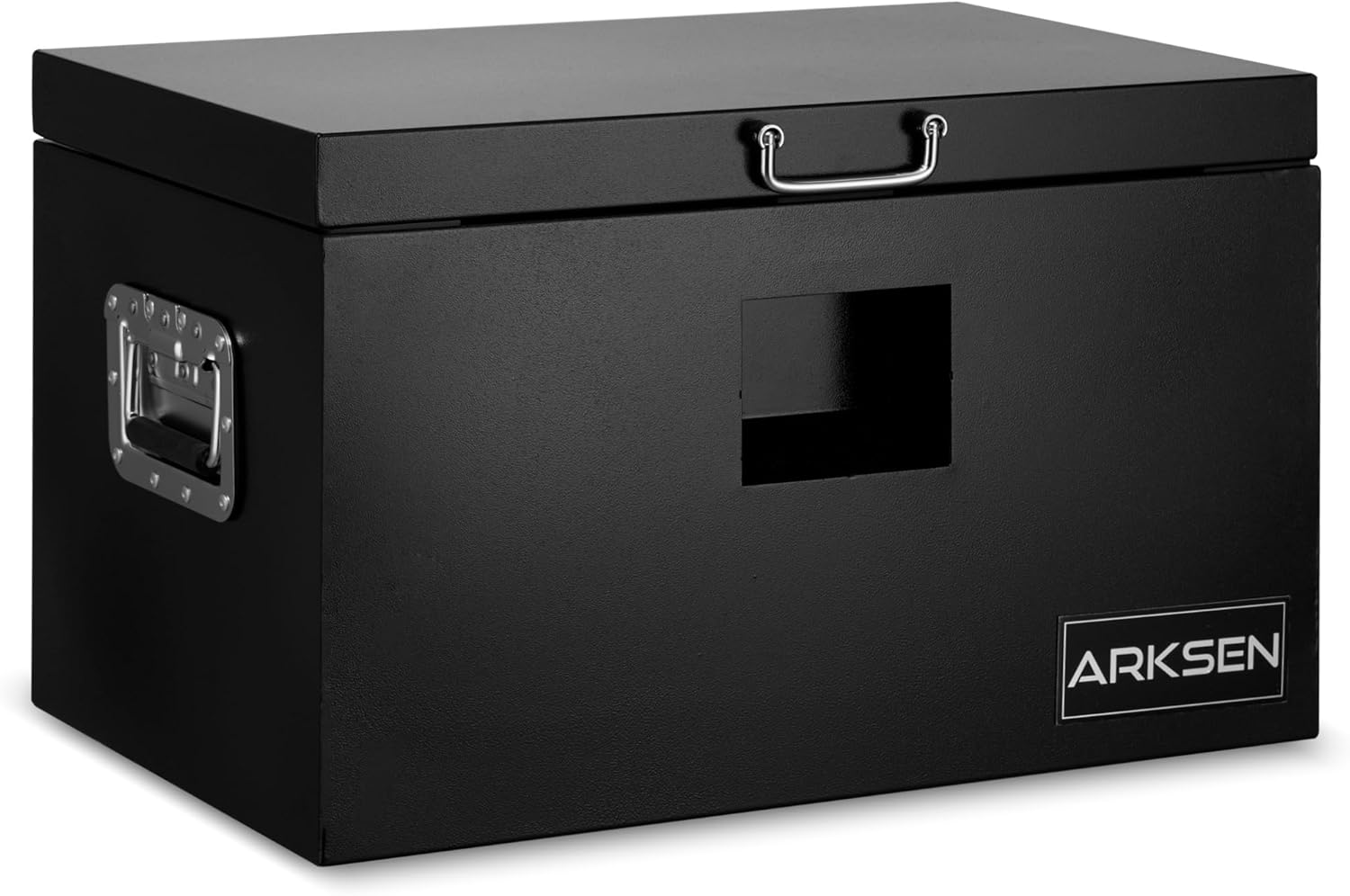 ARKSEN 24 x 15 x 15 Inch Steel Truck Bed Tool Box, Heavy Duty Weather-Resistant Utility Storage Chest for Pickup Trucks, Trailers & RVs, Black