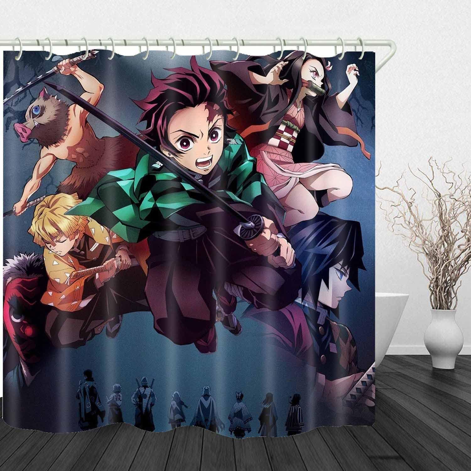 Havvei Bathroom Anime Shower Curtain Polyester,Bath
