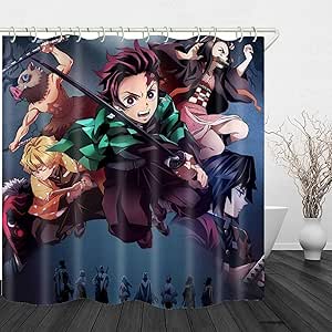 Amazon.com: Havvei Bathroom Anime Shower Curtain Polyester,Bath Curtains Durable Waterproof Bath ...
