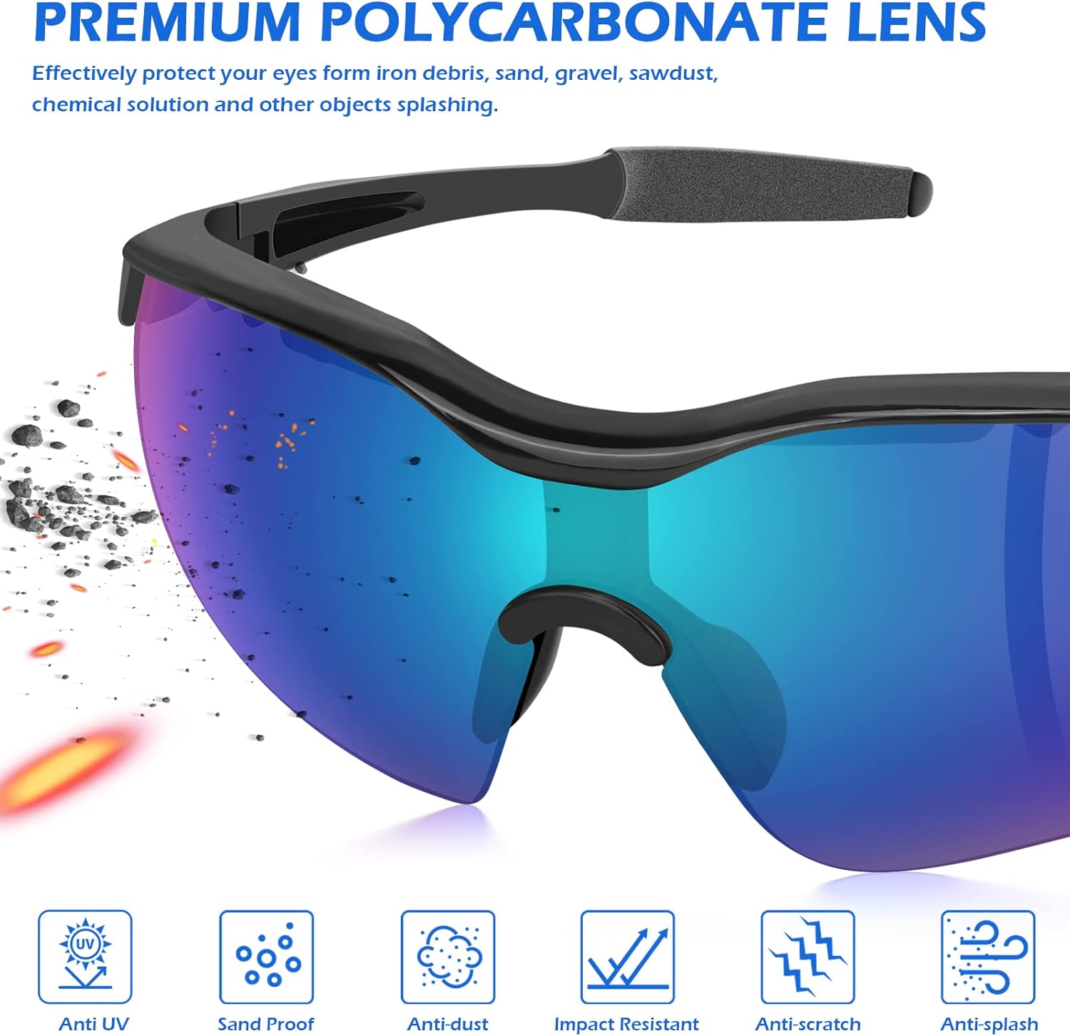 OXG Safety Glasses for Men Women, Impact & Scratch Resistant ANSI Z87.1 Safety Goggles Eye Protection UV-Block - Image 4