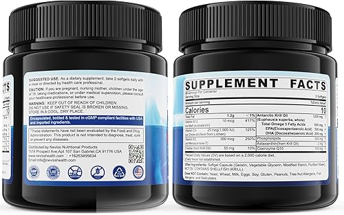 Miniatura 9 de Aceite de krill antártico 1200 mg Omega 3, cápsulas blandas de aceite de krill Omega 3 con EPA, DHA, astaxantina y fosfolípidos para el cerebro y