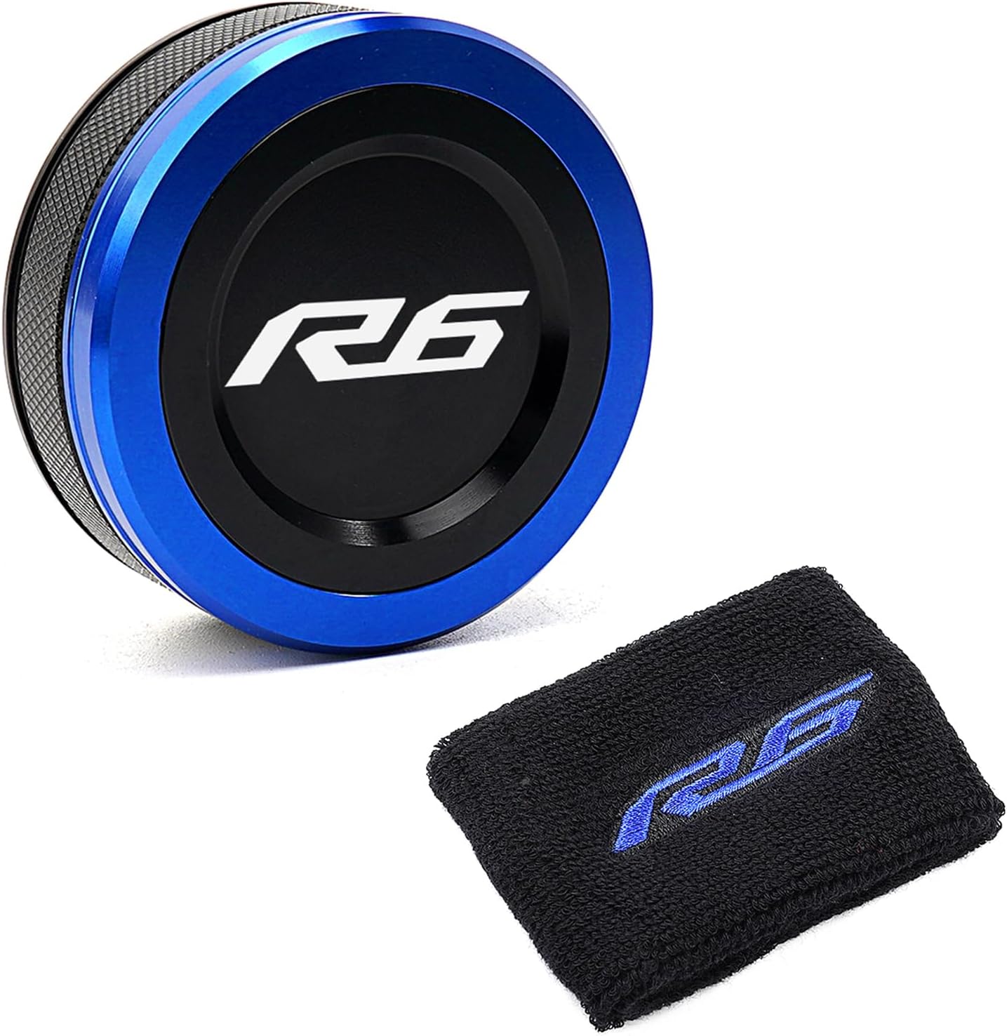 Compatible with R6 YZF R6 R6S YZFR6 1999-2021 2023 2024 2025 2026 YZFR6 CNC Motorcycle Front Brake Fluid Reservoir Cap Oil Brake Reservoir Cover Sock (Blue)