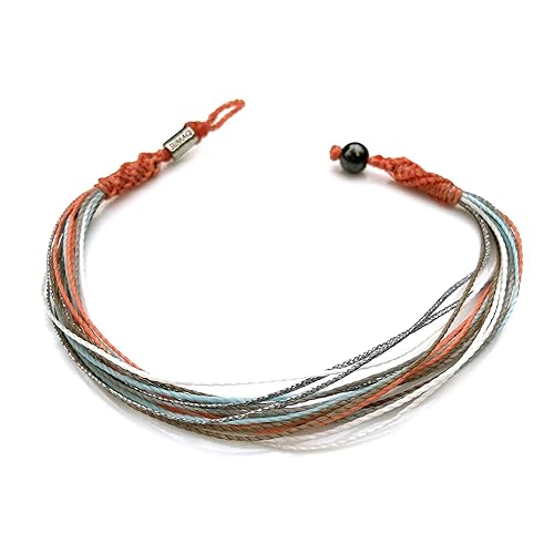 Summer Ankle Bracelet Surfer Beach Anklet Macrame Woven Thread Hematite Waterproof Waxed Cord Jewelry Custom Size 9 10 11 12 13 14 15 inches for