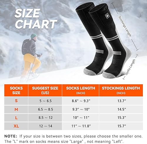 Miniatura 4 de Calcetines térmicos para hombres y mujeres, lavables, recargables, control de aplicación, 22.2 Wh, batería eléctrica, calcetines de calefacción para