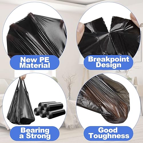 Miniatura 10 de Bolsas de basura de 4 galones, 100 unidades, bolsas de basura con asas, bolsas de basura para baño, dormitorio, oficina, automóvil, contenedor de