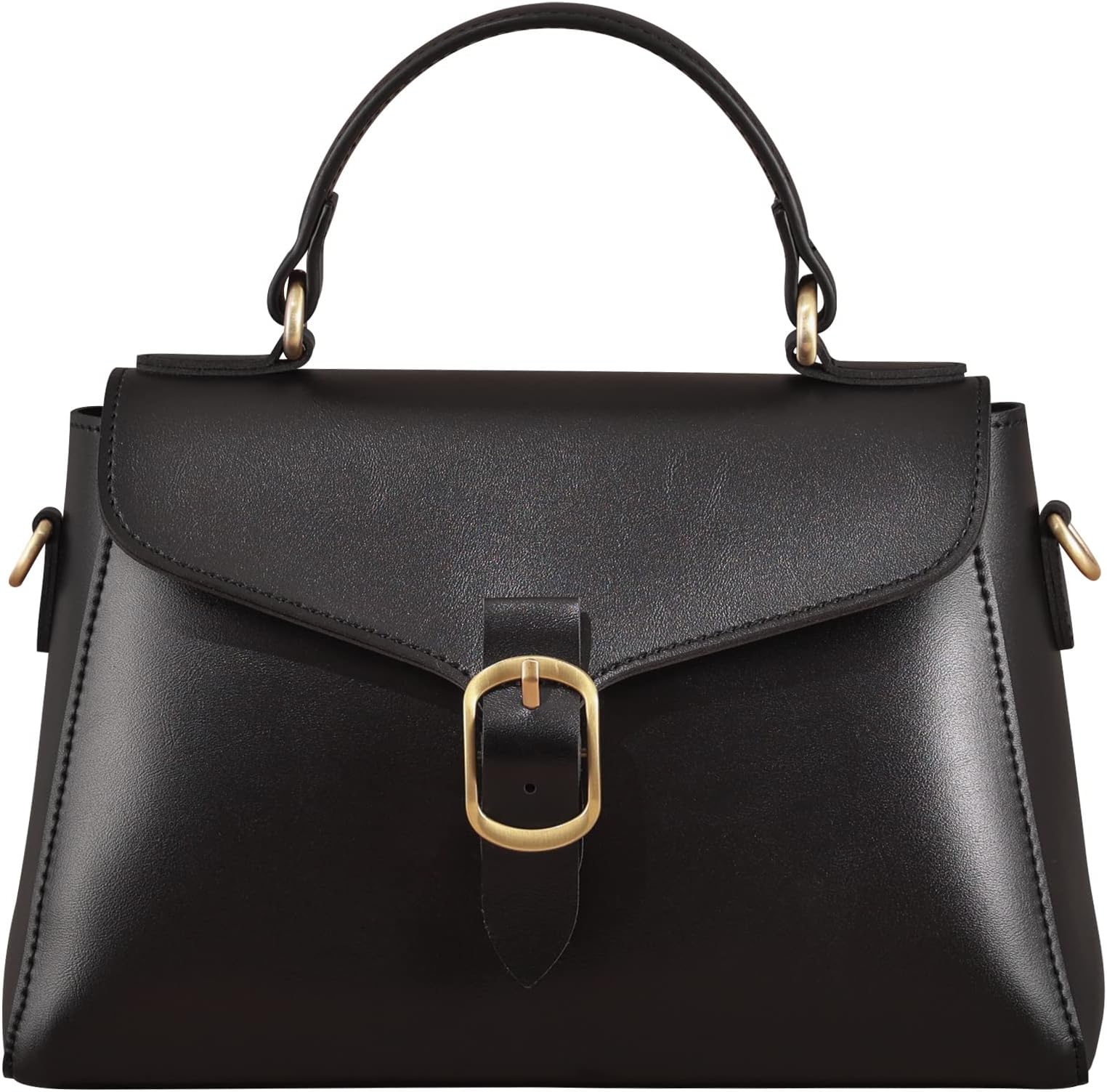 Vintage Vegan Leather Flap Top Handle Bag For Women Retro Satchel Casual Purse Simple Shoulder Classic Handbag