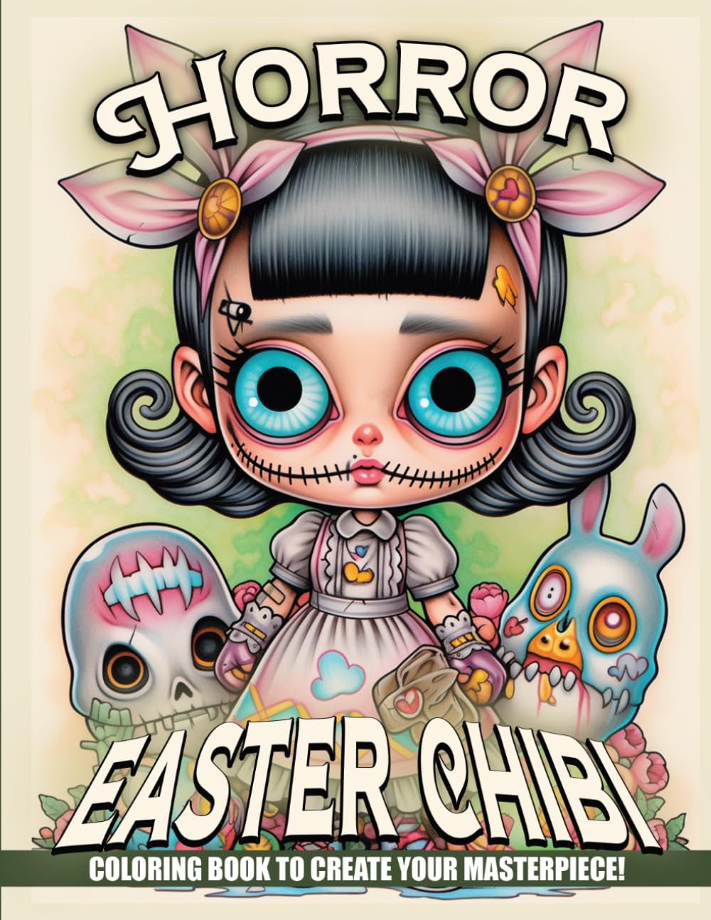 Horror Easter Chibi Coloring Book: Scary Adorable Creatures Coloring Pages with Spooky Bunny, Eerie Scenes, Easter Eggs for Teenagers and Adults