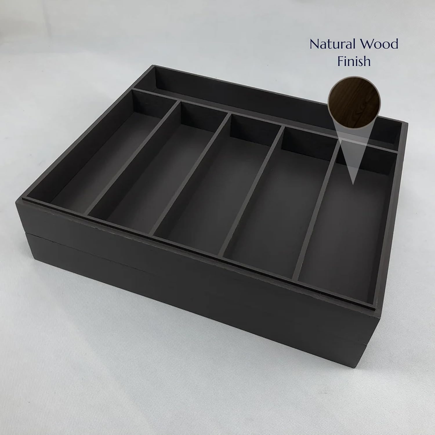 JAZZUPCO Bamboo Stackable Kitchen Drawer Organizer for Silverware and Flatware, Handcrafted Sustainable Cutlery Tray, Fits 8-Person Place Settings, Durable & Elegant Design